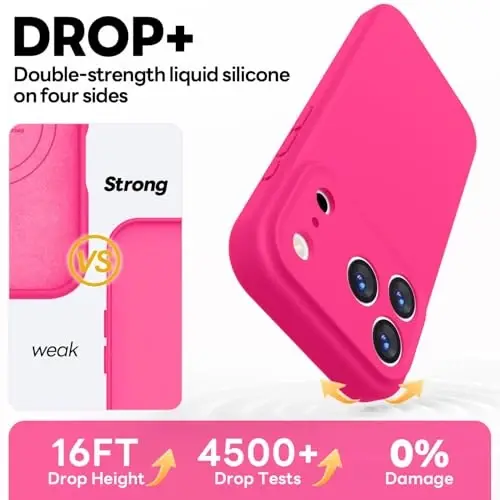 Vooii Magnetic for iPhone 17 Pro Max Case, Compatible with Magsafe (Premium Liquid Silicone) (Integrated Camera Control Button) Full Body Protective Anti-Scratch Microfiber Lining 6.9 inch, Hot Pink - 4