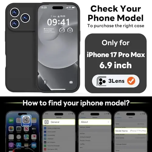 Vooii Magnetic for iPhone 17 Pro Max Case, Compatible with Magsafe (Premium Liquid Silicone) (Integrated Camera Control Button) Full Body Protective Anti-Scratch Microfiber Lining 6.9 inch, Black - 2