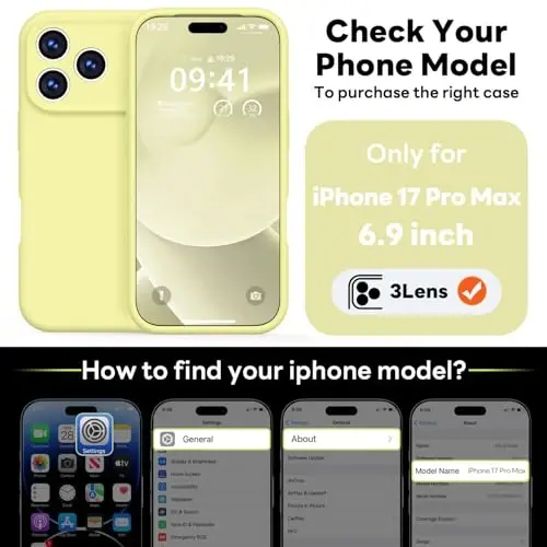 Vooii Magnetic for iPhone 17 Pro Max Case, Compatible with Magsafe (Premium Liquid Silicone) (Integrated Camera Control Button) Full Body Protective Anti-Scratch Microfiber Lining, Creamy Yellow - 2
