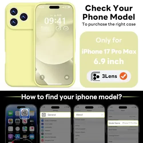 Vooii Magnetic for iPhone 17 Pro Max Case, Compatible with Magsafe (Premium Liquid Silicone) (Integrated Camera Control Button) Full Body Protective Anti-Scratch Microfiber Lining, Creamy Yellow - 2