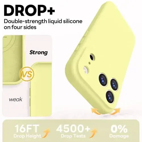 Vooii Magnetic for iPhone 17 Pro Max Case, Compatible with Magsafe (Premium Liquid Silicone) (Integrated Camera Control Button) Full Body Protective Anti-Scratch Microfiber Lining, Creamy Yellow - 4