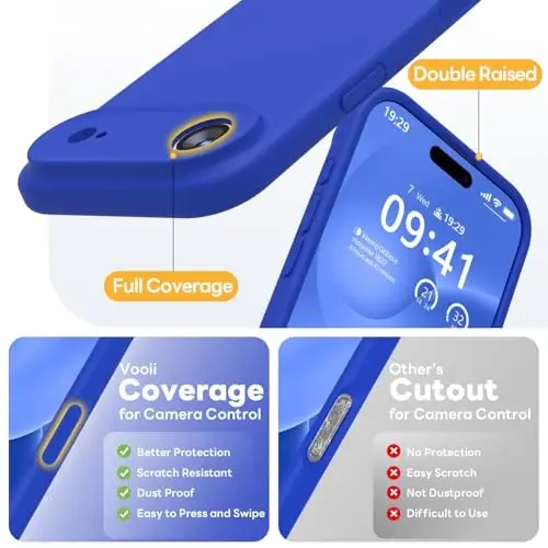 Vooii Magnetic for iPhone Air Case, Compatible with Magsafe (Premium Liquid Silicone) (Integrated Camera Control Button) Anti-Scratch Microfiber Lining for iPhone 17 Air 6.5 inch, Klein Blue - 5