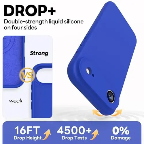 Vooii Magnetic for iPhone Air Case, Compatible with Magsafe (Premium Liquid Silicone) (Integrated Camera Control Button) Anti-Scratch Microfiber Lining for iPhone 17 Air 6.5 inch, Klein Blue - 4