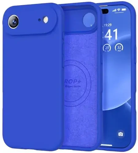 Vooii Magnetic for iPhone Air Case, Compatible with Magsafe (Premium Liquid Silicone) (Integrated Camera Control Button) Anti-Scratch Microfiber Lining for iPhone 17 Air 6.5 inch, Klein Blue - VOOII