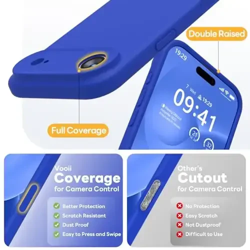 Vooii Magnetic for iPhone Air Case, Compatible with Magsafe (Premium Liquid Silicone) (Integrated Camera Control Button) Anti-Scratch Microfiber Lining for iPhone 17 Air 6.5 inch, Klein Blue - 5