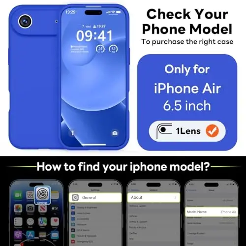 Vooii Magnetic for iPhone Air Case, Compatible with Magsafe (Premium Liquid Silicone) (Integrated Camera Control Button) Anti-Scratch Microfiber Lining for iPhone 17 Air 6.5 inch, Klein Blue - VOOII (1)