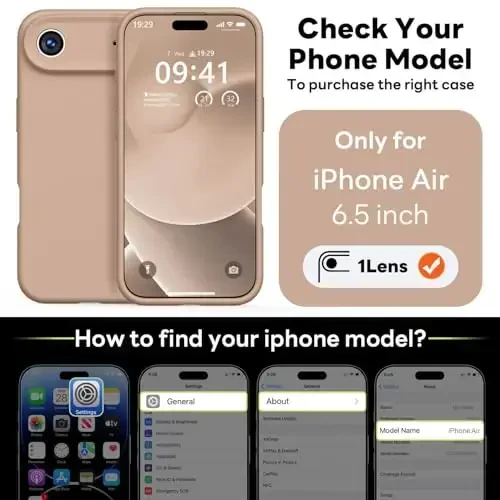 Vooii Magnetic for iPhone Air Case, Compatible with Magsafe (Premium Liquid Silicone) (Integrated Camera Control Button) Anti-Scratch Microfiber Lining for iPhone 17 Air 6.5 inch, Light Brown - VOOII (1)