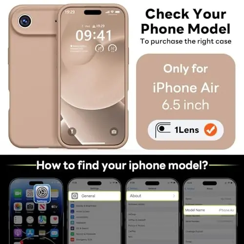 Vooii Magnetic for iPhone Air Case, Compatible with Magsafe (Premium Liquid Silicone) (Integrated Camera Control Button) Anti-Scratch Microfiber Lining for iPhone 17 Air 6.5 inch, Light Brown - VOOII (1)