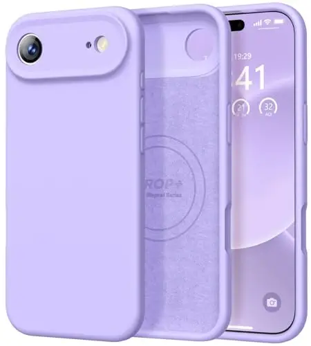 Vooii Magnetic for iPhone Air Case, Compatible with Magsafe (Premium Liquid Silicone) (Integrated Camera Control Button) Anti-Scratch Microfiber Lining for iPhone 17 Air 6.5 inch, Light Purple - 1