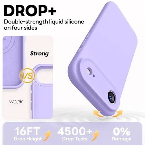 Vooii Magnetic for iPhone Air Case, Compatible with Magsafe (Premium Liquid Silicone) (Integrated Camera Control Button) Anti-Scratch Microfiber Lining for iPhone 17 Air 6.5 inch, Light Purple - 4