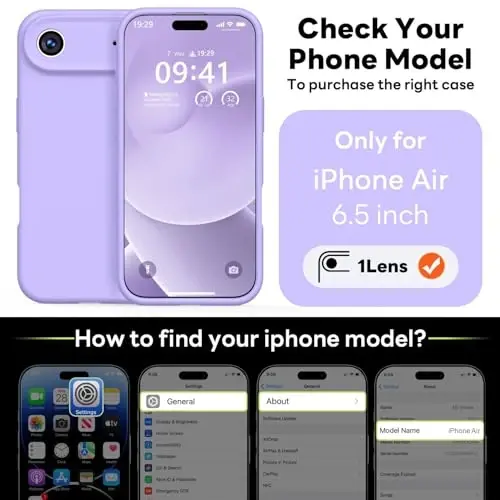 Vooii Magnetic for iPhone Air Case, Compatible with Magsafe (Premium Liquid Silicone) (Integrated Camera Control Button) Anti-Scratch Microfiber Lining for iPhone 17 Air 6.5 inch, Light Purple - VOOII (1)