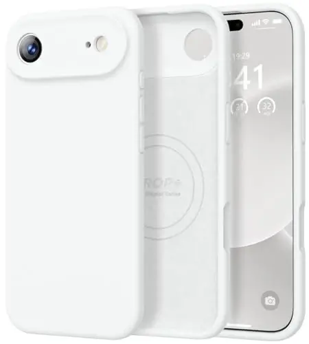 Vooii Magnetic for iPhone Air Case, Compatible with Magsafe (Premium Liquid Silicone) (Integrated Camera Control Button) Anti-Scratch Microfiber Lining for iPhone 17 Air 6.5 inch, White - 2
