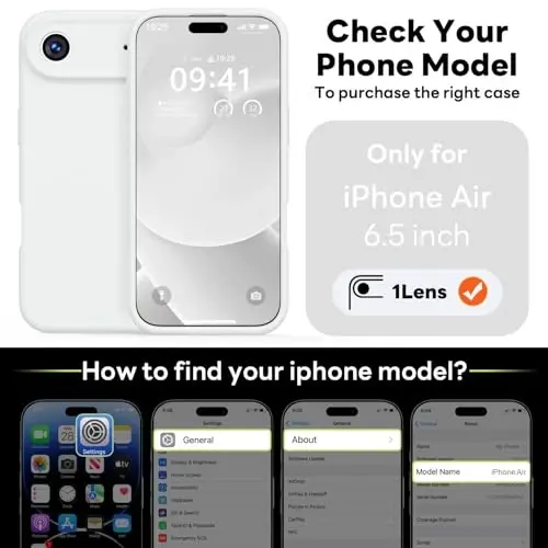 Vooii Magnetic for iPhone Air Case, Compatible with Magsafe (Premium Liquid Silicone) (Integrated Camera Control Button) Anti-Scratch Microfiber Lining for iPhone 17 Air 6.5 inch, White - 3
