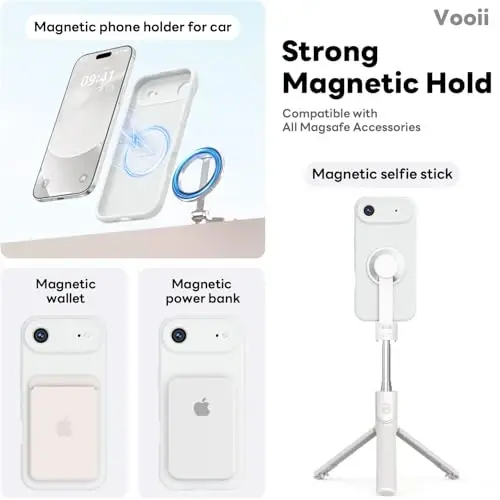 Vooii Magnetic for iPhone Air Case, Compatible with Magsafe (Premium Liquid Silicone) (Integrated Camera Control Button) Anti-Scratch Microfiber Lining for iPhone 17 Air 6.5 inch, White - 4