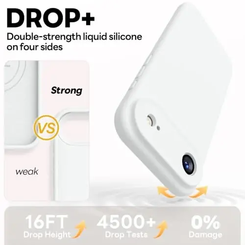 Vooii Magnetic for iPhone Air Case, Compatible with Magsafe (Premium Liquid Silicone) (Integrated Camera Control Button) Anti-Scratch Microfiber Lining for iPhone 17 Air 6.5 inch, White - 5