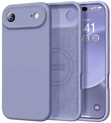 Vooii Magnetic for iPhone Air Case, Compatible with Magsafe (Premium Liquid Silicone) (Integrated Camera Control Button) Anti-Scratch Microfiber Lining for iPhone 17 Air 6.5 inch, Lavender Grey - 1