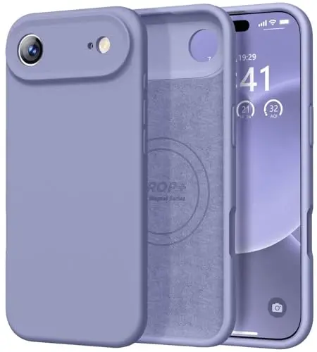 Vooii Magnetic for iPhone Air Case, Compatible with Magsafe (Premium Liquid Silicone) (Integrated Camera Control Button) Anti-Scratch Microfiber Lining for iPhone 17 Air 6.5 inch, Lavender Grey - 1