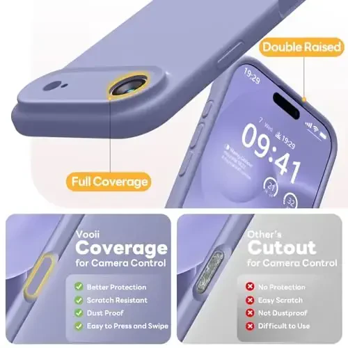 Vooii Magnetic for iPhone Air Case, Compatible with Magsafe (Premium Liquid Silicone) (Integrated Camera Control Button) Anti-Scratch Microfiber Lining for iPhone 17 Air 6.5 inch, Lavender Grey - 5
