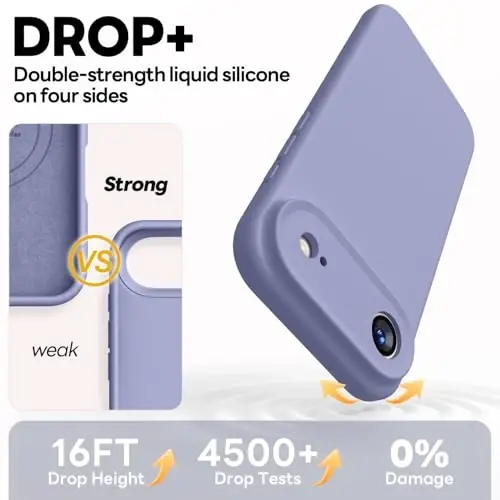Vooii Magnetic for iPhone Air Case, Compatible with Magsafe (Premium Liquid Silicone) (Integrated Camera Control Button) Anti-Scratch Microfiber Lining for iPhone 17 Air 6.5 inch, Lavender Grey - 4