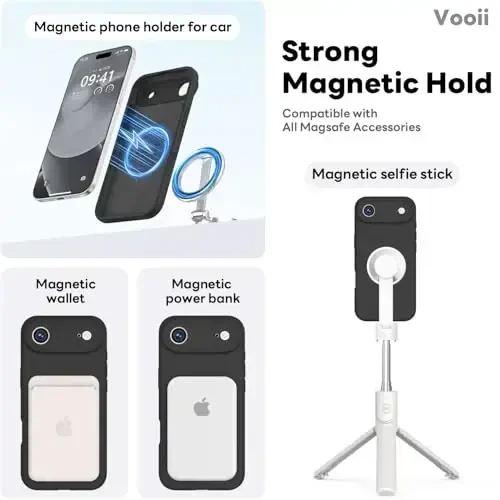 Vooii Magnetic for iPhone Air Case, Compatible with Magsafe (Premium Liquid Silicone) (Integrated Camera Control Button) Anti-Scratch Microfiber Lining for iPhone 17 Air 6.5 inch, Black - 3
