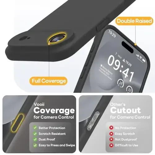 Vooii Magnetic for iPhone Air Case, Compatible with Magsafe (Premium Liquid Silicone) (Integrated Camera Control Button) Anti-Scratch Microfiber Lining for iPhone 17 Air 6.5 inch, Black - 5