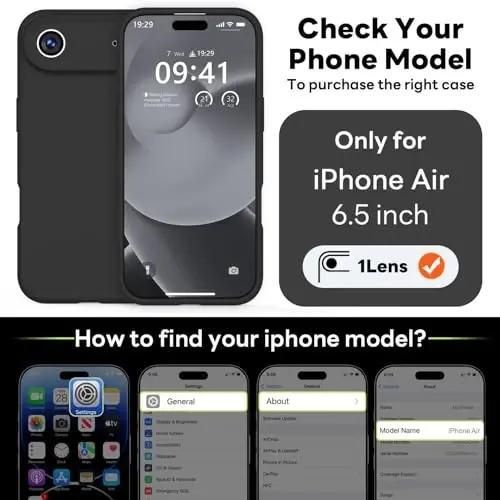 Vooii Magnetic for iPhone Air Case, Compatible with Magsafe (Premium Liquid Silicone) (Integrated Camera Control Button) Anti-Scratch Microfiber Lining for iPhone 17 Air 6.5 inch, Black - 2