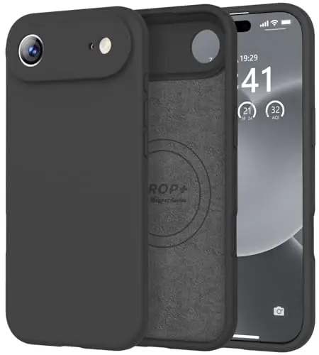 Vooii Magnetic for iPhone Air Case, Compatible with Magsafe (Premium Liquid Silicone) (Integrated Camera Control Button) Anti-Scratch Microfiber Lining for iPhone 17 Air 6.5 inch, Black - 1