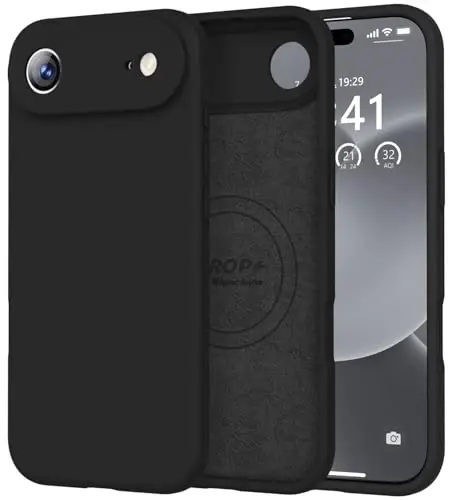 Vooii Magnetic for iPhone Air Case, Compatible with Magsafe (Premium Liquid Silicone) (Integrated Camera Control Button) Anti-Scratch Microfiber Lining for iPhone 17 Air 6.5 inch, Black 