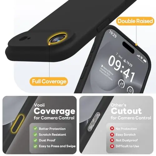 Vooii Magnetic for iPhone Air Case, Compatible with Magsafe (Premium Liquid Silicone) (Integrated Camera Control Button) Anti-Scratch Microfiber Lining for iPhone 17 Air 6.5 inch, Black - 5
