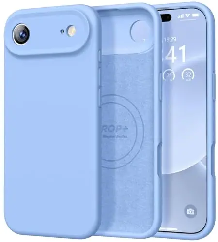 Vooii Magnetic for iPhone Air Case, Compatible with Magsafe (Premium Liquid Silicone) (Integrated Camera Control Button) Anti-Scratch Microfiber Lining for iPhone 17 Air 6.5 inch, Light Blue - 1
