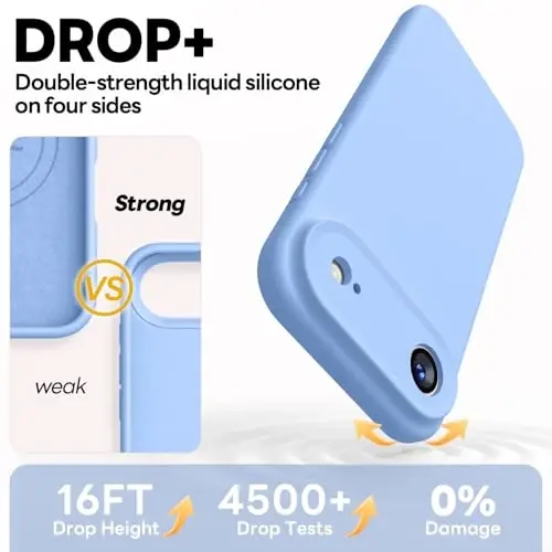 Vooii Magnetic for iPhone Air Case, Compatible with Magsafe (Premium Liquid Silicone) (Integrated Camera Control Button) Anti-Scratch Microfiber Lining for iPhone 17 Air 6.5 inch, Light Blue - 4