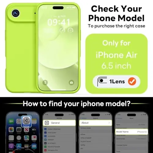 Vooii Magnetic for iPhone Air Case, Compatible with Magsafe (Premium Liquid Silicone) (Integrated Camera Control Button) Anti-Scratch Microfiber Lining for iPhone 17 Air 6.5 inch, Fluorescent Green - 2