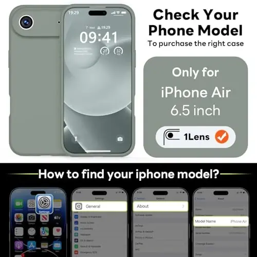 Vooii Magnetic for iPhone Air Case, Compatible with Magsafe (Premium Liquid Silicone) (Integrated Camera Control Button) Anti-Scratch Microfiber Lining for iPhone 17 Air 6.5 inch, Calke Green - VOOII (1)