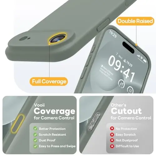 Vooii Magnetic for iPhone Air Case, Compatible with Magsafe (Premium Liquid Silicone) (Integrated Camera Control Button) Anti-Scratch Microfiber Lining for iPhone 17 Air 6.5 inch, Calke Green - 5