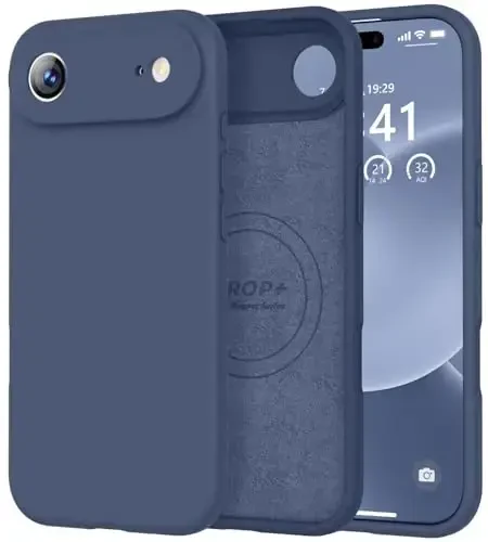 Vooii Magnetic for iPhone Air Case, Compatible with Magsafe (Premium Liquid Silicone) (Integrated Camera Control Button) Anti-Scratch Microfiber Lining for iPhone 17 Air 6.5 inch, Navy Blue 