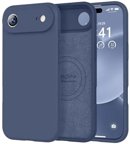 Vooii Magnetic for iPhone Air Case, Compatible with Magsafe (Premium Liquid Silicone) (Integrated Camera Control Button) Anti-Scratch Microfiber Lining for iPhone 17 Air 6.5 inch, Navy Blue - 1