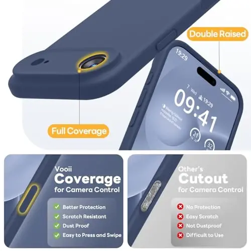 Vooii Magnetic for iPhone Air Case, Compatible with Magsafe (Premium Liquid Silicone) (Integrated Camera Control Button) Anti-Scratch Microfiber Lining for iPhone 17 Air 6.5 inch, Navy Blue - 5