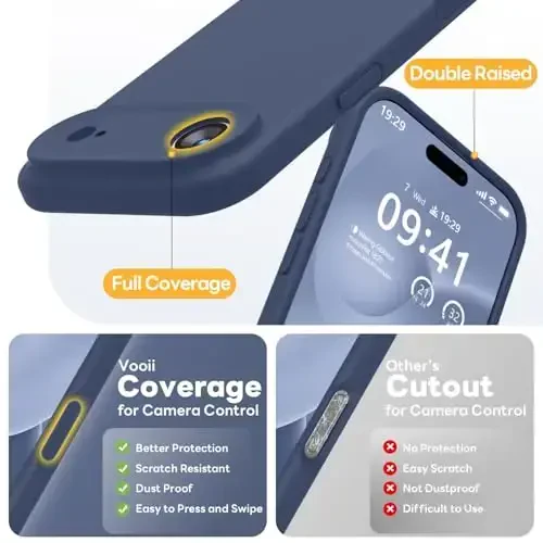 Vooii Magnetic for iPhone Air Case, Compatible with Magsafe (Premium Liquid Silicone) (Integrated Camera Control Button) Anti-Scratch Microfiber Lining for iPhone 17 Air 6.5 inch, Navy Blue - 5