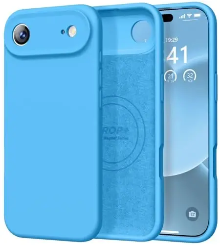 Vooii Magnetic for iPhone Air Case, Compatible with Magsafe (Premium Liquid Silicone) (Integrated Camera Control Button) Anti-Scratch Microfiber Lining for iPhone 17 Air 6.5 inch, Blue - 1