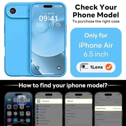 Vooii Magnetic for iPhone Air Case, Compatible with Magsafe (Premium Liquid Silicone) (Integrated Camera Control Button) Anti-Scratch Microfiber Lining for iPhone 17 Air 6.5 inch, Blue - VOOII (1)