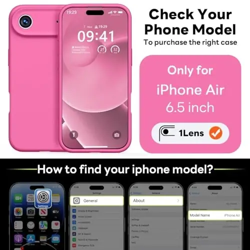 Vooii Magnetic for iPhone Air Case, Compatible with Magsafe (Premium Liquid Silicone) (Integrated Camera Control Button) Anti-Scratch Microfiber Lining for iPhone 17 Air 6.5 inch, Pitaya - 2