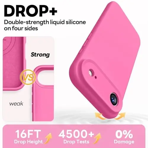 Vooii Magnetic for iPhone Air Case, Compatible with Magsafe (Premium Liquid Silicone) (Integrated Camera Control Button) Anti-Scratch Microfiber Lining for iPhone 17 Air 6.5 inch, Pitaya - 4