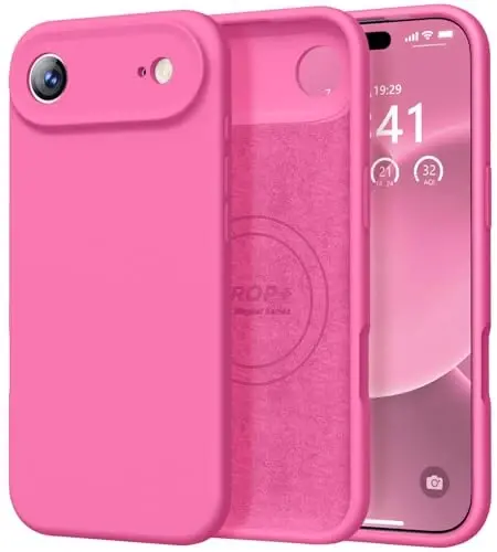 Vooii Magnetic for iPhone Air Case, Compatible with Magsafe (Premium Liquid Silicone) (Integrated Camera Control Button) Anti-Scratch Microfiber Lining for iPhone 17 Air 6.5 inch, Pitaya 