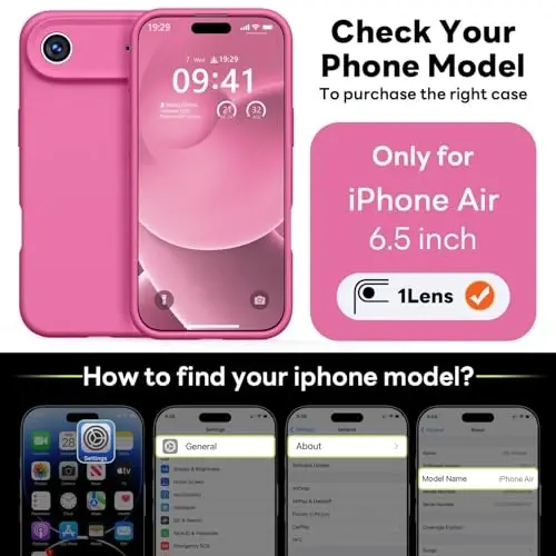 Vooii Magnetic for iPhone Air Case, Compatible with Magsafe (Premium Liquid Silicone) (Integrated Camera Control Button) Anti-Scratch Microfiber Lining for iPhone 17 Air 6.5 inch, Pitaya - 2