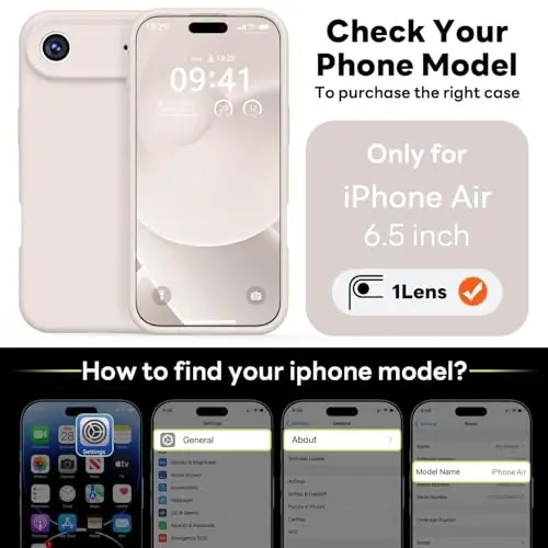 Vooii Magnetic for iPhone Air Case, Compatible with Magsafe (Premium Liquid Silicone) (Integrated Camera Control Button) Anti-Scratch Microfiber Lining for iPhone 17 Air 6.5 inch, Stone - 1