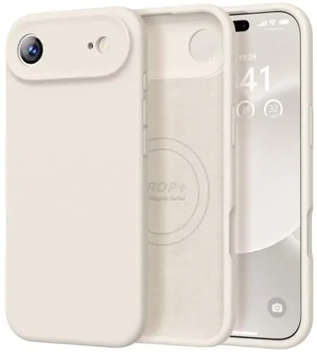 Vooii Magnetic for iPhone Air Case, Compatible with Magsafe (Premium Liquid Silicone) (Integrated Camera Control Button) Anti-Scratch Microfiber Lining for iPhone 17 Air 6.5 inch, Stone - 2