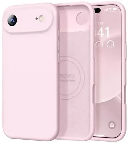 Vooii Magnetic for iPhone Air Case, Compatible with Magsafe (Premium Liquid Silicone) (Integrated Camera Control Button) Anti-Scratch Microfiber Lining for iPhone 17 Air 6.5 inch, Chalk Pink - VOOII