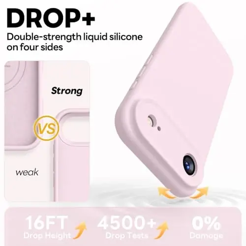 Vooii Magnetic for iPhone Air Case, Compatible with Magsafe (Premium Liquid Silicone) (Integrated Camera Control Button) Anti-Scratch Microfiber Lining for iPhone 17 Air 6.5 inch, Chalk Pink - 4