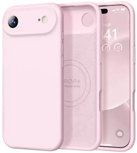 Vooii Magnetic for iPhone Air Case, Compatible with Magsafe (Premium Liquid Silicone) (Integrated Camera Control Button) Anti-Scratch Microfiber Lining for iPhone 17 Air 6.5 inch, Chalk Pink 