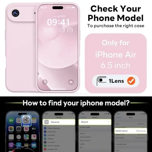 Vooii Magnetic for iPhone Air Case, Compatible with Magsafe (Premium Liquid Silicone) (Integrated Camera Control Button) Anti-Scratch Microfiber Lining for iPhone 17 Air 6.5 inch, Chalk Pink - VOOII (1)